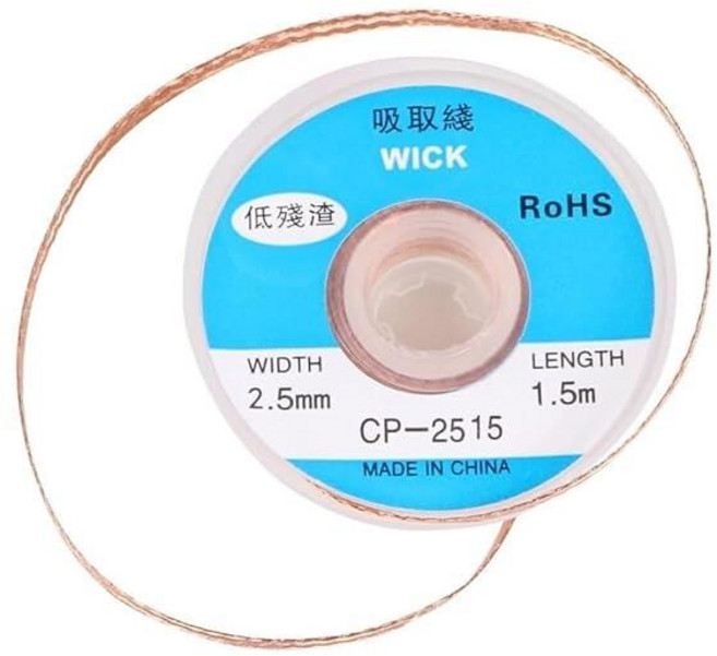 CABAX 납땜 심지 노 클린 브레이드 심지 제거 구리 와이어 도구 너비 2.5mm 길이 1.5m 1개 롤, [ 1367326 ] CABAX 납땜 심지, 노 클린