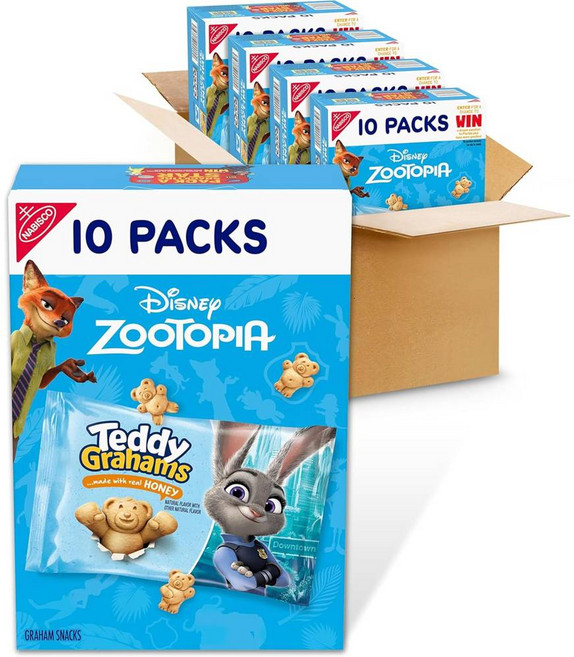 Teddy GRAHAMS 허니 그레이엄 스낵 주토피아 스낵팩 40개(4박스), 1개