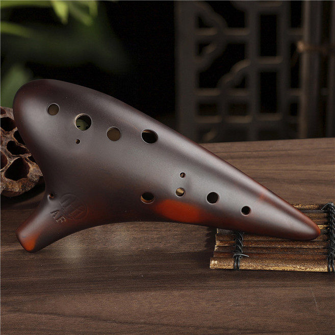 木火 十二孔陶笛 12孔 吹奏樂器 中音 演奏 入門, 1個, 木火升級款12孔AF熏燒琥珀色