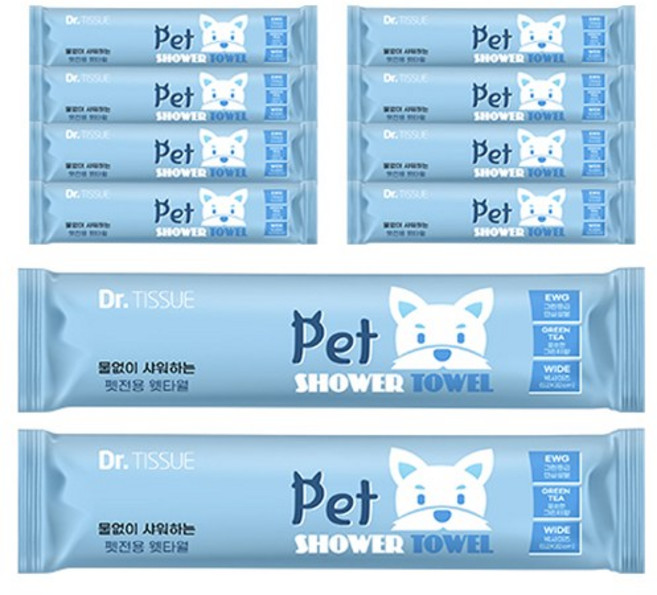 닥터티슈 펫 샤워 타월 10p, 혼합색상, 10개
