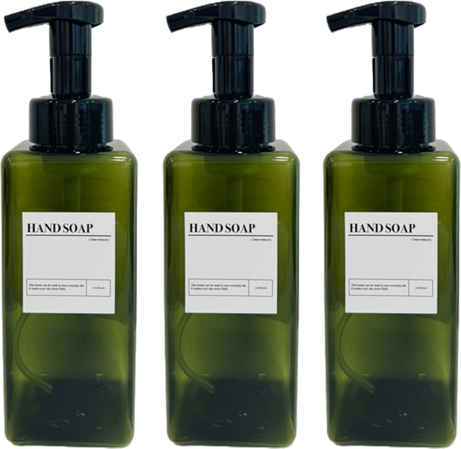 뉴앤룩 650ml 대용량 핸드워시 거품용기 3p, 3개, 그린