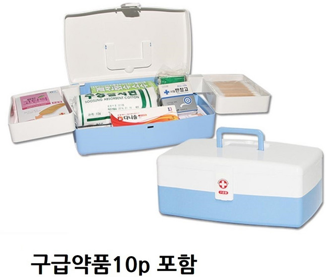 가정용 상비약 보관함 구급상자 구급함세트 약보관함 약품함 비상약세트 가정용약통 상처치료 응급함, 1개