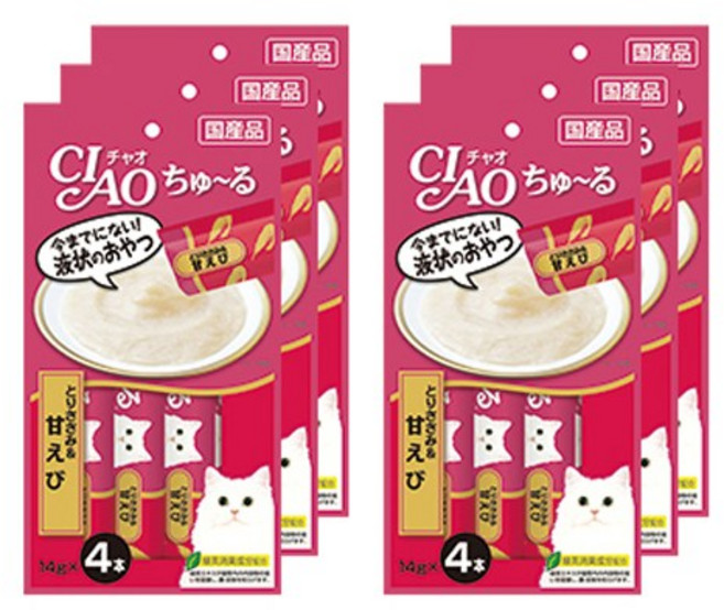 챠오츄르 고양이 짜먹는 간식, 혼합맛(닭가슴살/새우), 14g, 24개