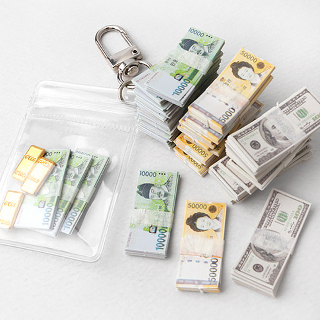 비즈아이 [6454-07]미니어처 돈다발 페이크머니 지폐 3종 1개