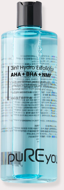 퓨리영 3in1 하이드로 엑스폴리에이터 AHA BHA 토너 아쿠아필 필링 수분토너 400m, 1개, 400ml