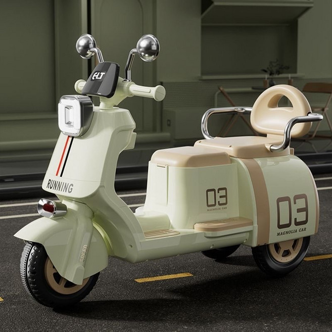 兒童電動機車 雙人乘座, 綠色, 1個