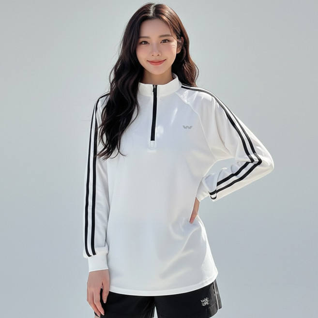 비키비키 트립 여성 래쉬가드 상의 빅사이즈 비치웨어 수영복 UPF50+, 화이트