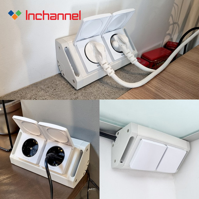 인채널 빌콘 엣지 2구 코너콘센트 코드형 BCC-20 노출 커버 책상콘센트 방우형, A_엣지 코드형/크림화이트_BCC-20WH, 1개