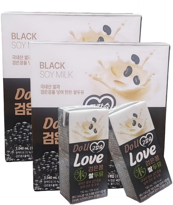 빙그레 고칼슘 검은콩 쌀두유, 190ml, 32개