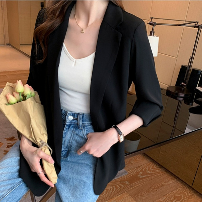 노카라 쉬폰자켓 여자 여름 캐주얼 정장 블레이져 재킷 모임 하객룩