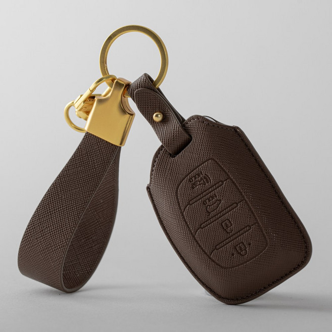 (각인무료)현대 호환 차키케이스 싼타페MX5 그랜저GN7 더뉴아반떼 쏘나타디엣지 더뉴투싼 코나 아이오닉 5버튼 7버튼 조약돌 키링 차량용품 키홀더, 현대 B(각인가능), 마롱초콜렛