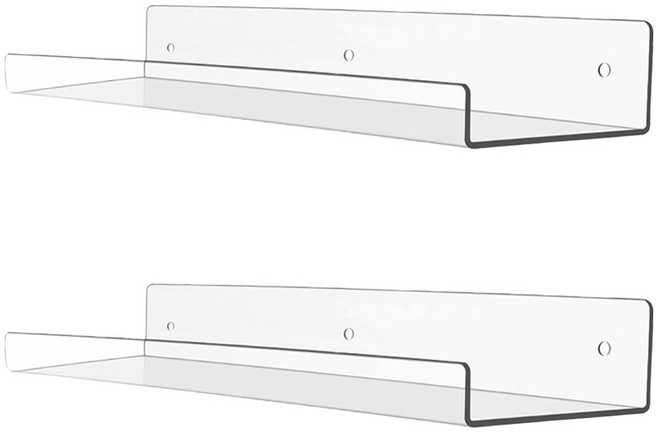 도림 투명 아크릴 무타공 선반 다용도 벽선반 진열대, 1단, 투명 2개