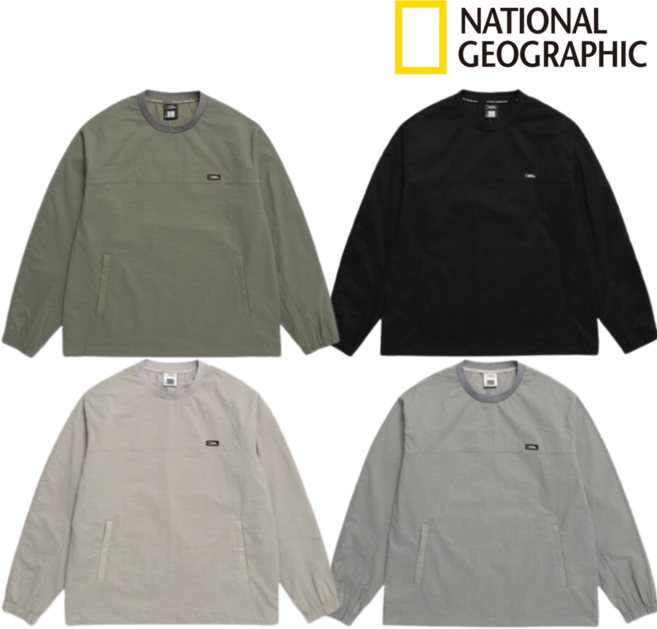 (매장정품) 내셔널지오그래픽 공용 맨투맨 디머 우븐 간절기 트레이닝 바람막이 티셔츠