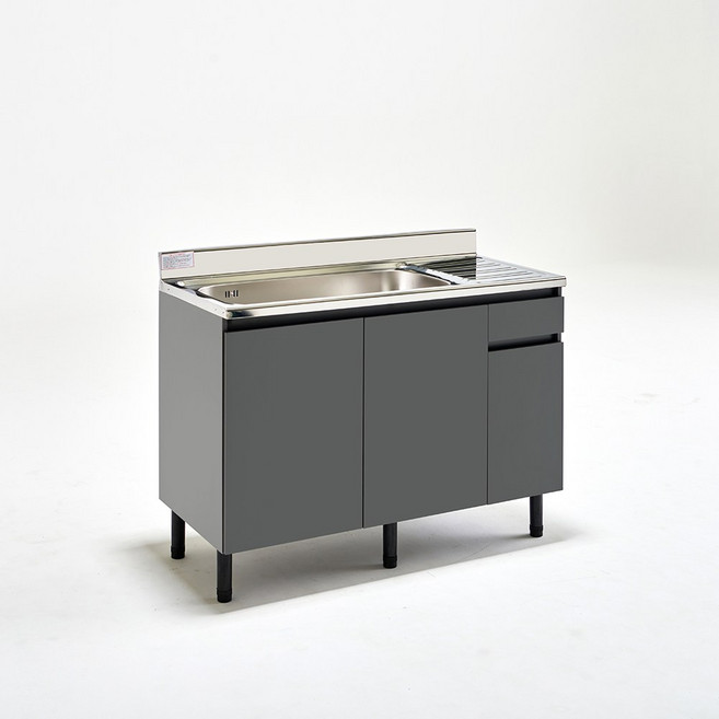 파로마 사무실 원룸 자취방 주방 미니 소형 스텐 싱크대 하부장 가스대 조리대 개수대 주방수납장>>조리대/하부장, 1200 개수대(좌볼):그레이