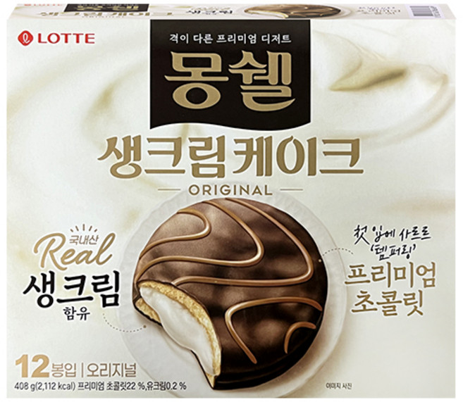 롯데 몽쉘 생크림케이크 오리지널, 408g, 1개