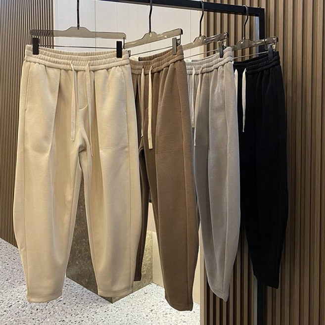 가을겨울 남성 와이드 배기팬츠 심플 베이직 루즈핏 운동복바지 긴바지 밴딩 슬랙스