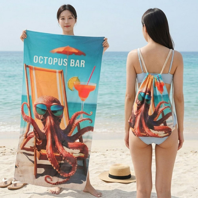 차차쿠바 투인원 백팩 변형 비치타월 물놀이 바캉스 대형 바디타올, 1개, 5-80*160cm