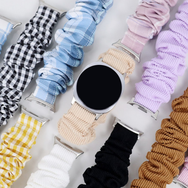 오르몽트 갤럭시워치8 클래식 스크런치 스트랩 곱창밴드, 코듀로이-블랙