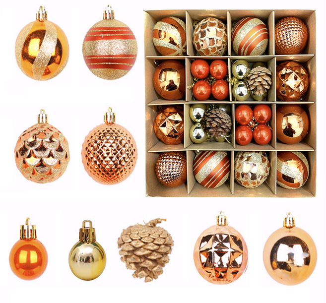 해피바잉 크리스마스 트리 오너먼트 장식 세트, 골드솔방울