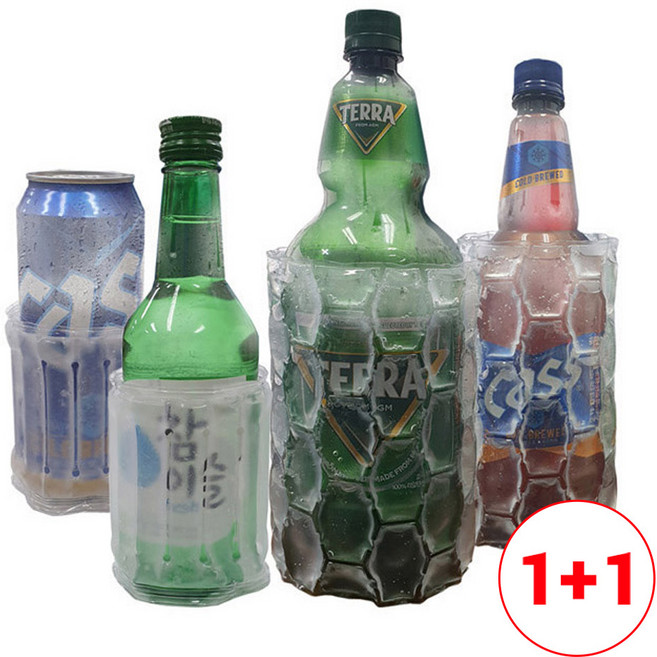 2개세트 유니미스 소주 보냉 캔 쿨러 아이스 홀더, 막걸리&와인쿨러+맥주PET쿨러, 1개