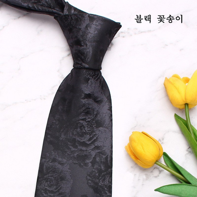 Wiseha 남자 블랙계열 무광 넥타이 트윌 프린트 8cm