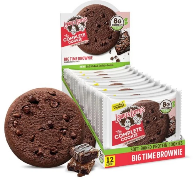 Lenny Larry's 초콜릿 쿠키 레니 앤 래리의 더 컴플리트 더블 소프트 베이크드 8g 식물성 단백질 비건 비변형 2온스 12개입, Big Time Brownie - 쿠팡