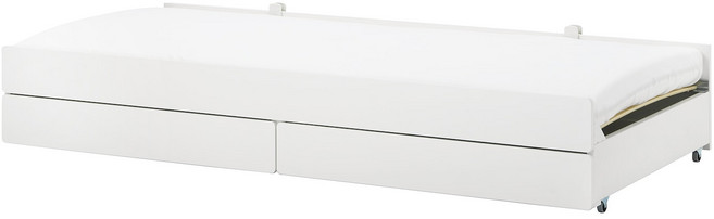 이케아 슬렉트 어린이 보조침대프레임 수납서랍 화이트 90x200cm, 1개