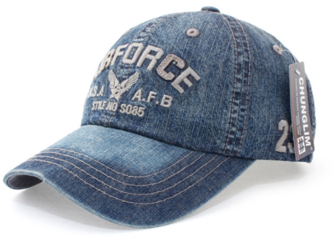 청림캡 남녀공용 AIRFORCE 워싱 데님 볼캡 CL-427