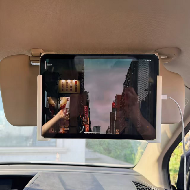 자동차 태블릿 선바이저 거치대 애플 삼성 겸용, 1개, 흰색, (핸드폰과 태블릿이 통용되다)