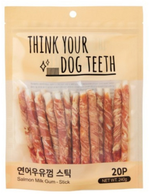 띵크유어도그티 강아지 딩고껌 스틱형, SALMON (연어), 240g, 50개