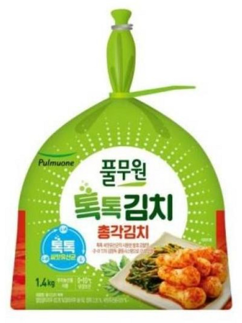 국내산 재료 반찬 풀무원 톡톡 씨앗 유산균 국산 총각 김치, 4개, 1.4kg