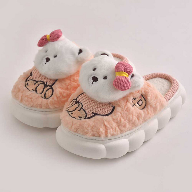 여성용 푹신한 쿠션 뽀글이 실내 실외 사무실 겨울 방한 슬리퍼