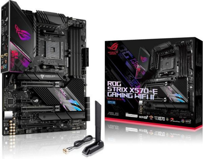 ASUS ROG Strix X570-E 게이밍 WiFi II AMD AM4 X570S ATX 마더보드(PCIe 4.0 패시브 PCH 히트싱크 12+4 파워 스테이지 6E, ROG Strix X570-E Gaming WiFi I, 1개