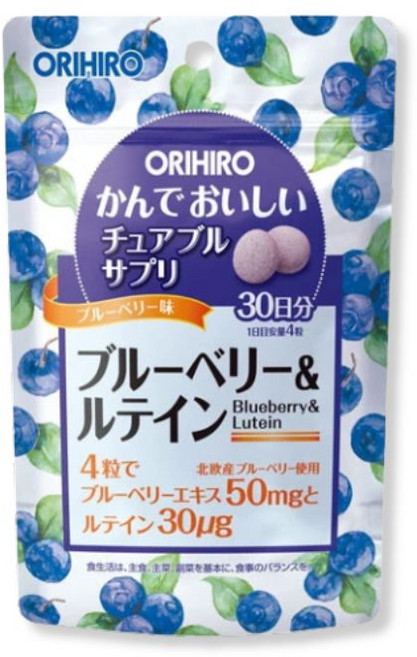 ORIHIRO 維他命C 藍莓 葉黃素 鐵 葉酸 膠原蛋白 水果糖 30日份, 1個, 藍莓葉黃素, 120顆