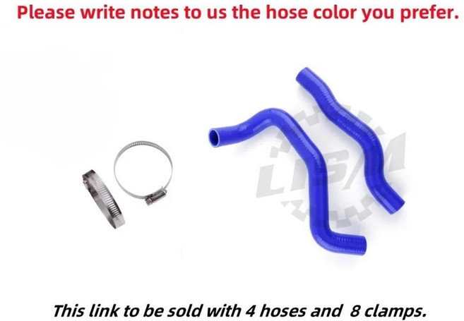 엔진 실리콘 라디에이터 냉각수 파이프 튜브 호스 키트, 1개, 색상: 5. 4 hoses 8 clamps