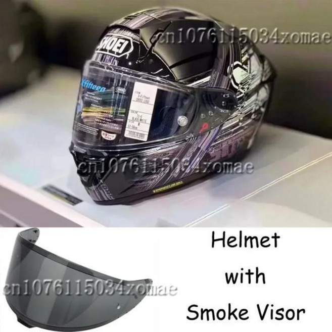 Shoei X-Fifteen 풀 페이스 스트리트 오토바이 헬멧 크로스 로고 TC-5 X-15 헬멧, [03] XL, [25] Smoke