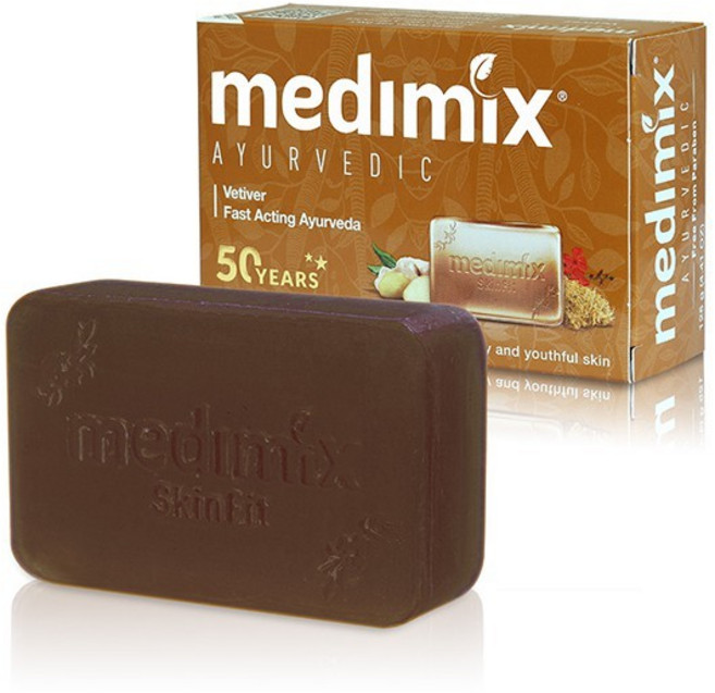 MEDIMIX 印度綠寶石皇室藥草浴香皂 草本檀香 125g, 1個, 04岩蘭控油皂/深咖 125g