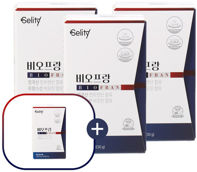 셀리티 비오프랑 식약처 인정 비오틴 판토텐산 맥주효모 건강기능식품 30캡슐, 30정, 4개