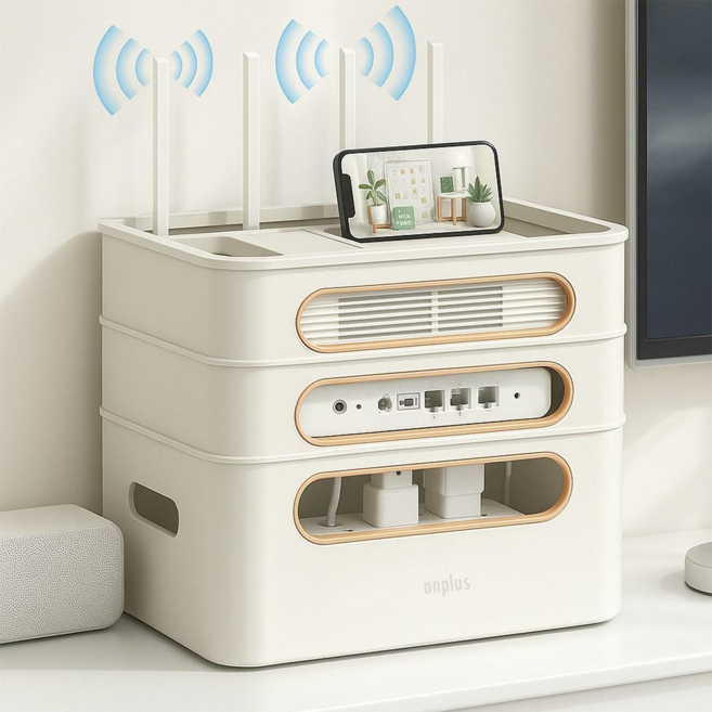 앙플러스 깔끔정리 셋탑 박스 정리함 3단, 1개