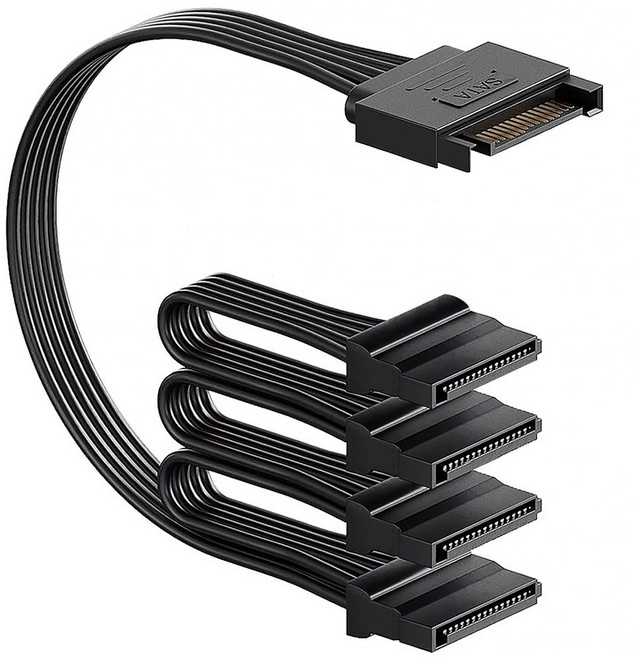 SATA 15핀 하드 드라이브 전원 분배 연장 케이블, 455mm, 1개