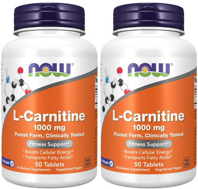 NOW Foods 左旋肉鹼錠 1000mg, 50顆, 2罐