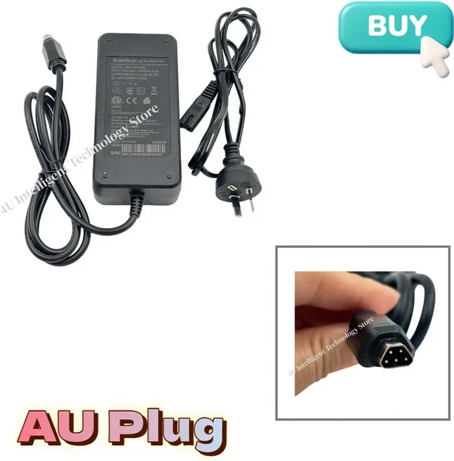 Elecrun 42V 2A TRP 5핀 리튬이온 충전기 (36V 조이큐브 필리온 배터리용) - 전기자전거 배터리 충전기, 02 AU PLUG