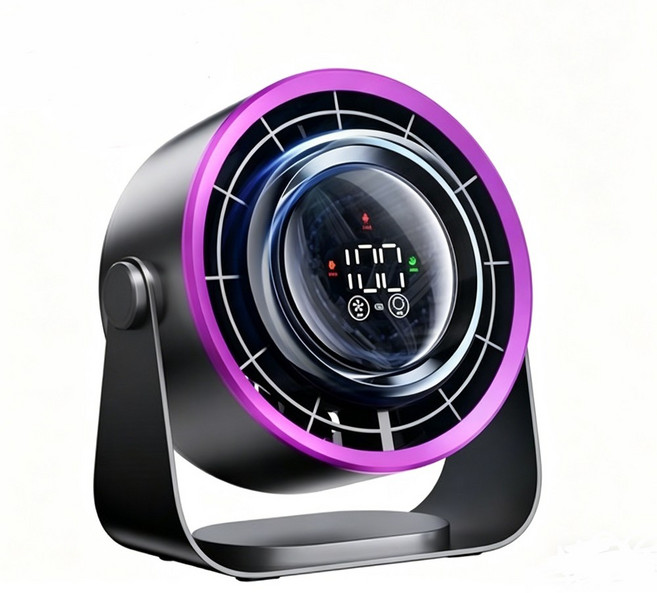 HOOYS 무선 저소음 선풍기 탁상용 걸이식 벽걸이 휴대용 USB 충전, 블랙