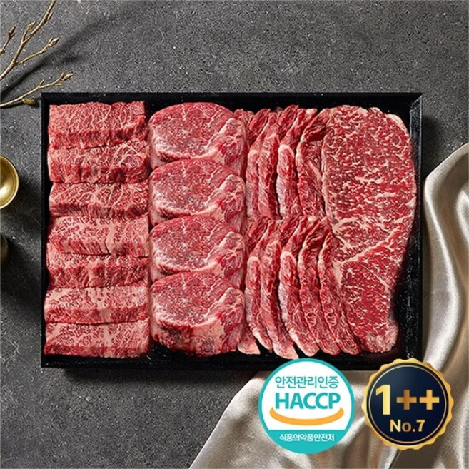 1++등급(7이상) 예담우 프리미엄 구이2호 1kg(살치/안심/채끝/토시) 한우선물세트, 1개, 1kg