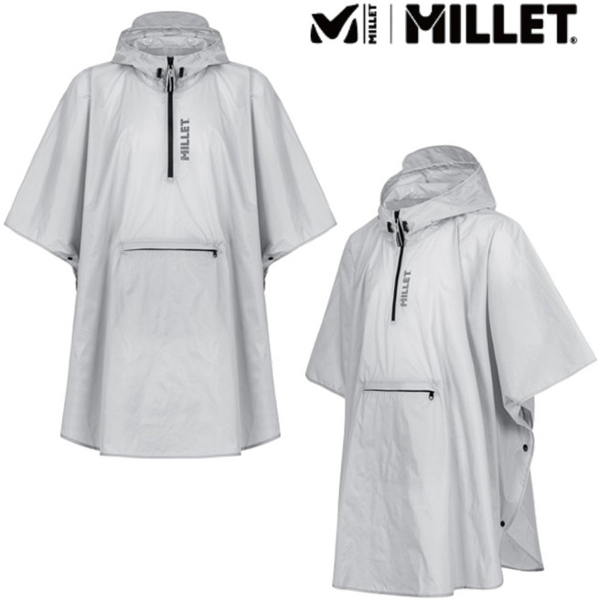 밀레 MILLET 남여공용 장마대비 우천 등산 아웃도어형 기본형 심플한 판초우의, 1개, L/GREY 라이트 그레이(12)