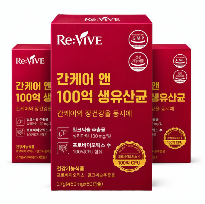 간케어 앤 유산균 프로바이오틱스 100억 생유산균 밀크씨슬 실리마린, 60정, 3개