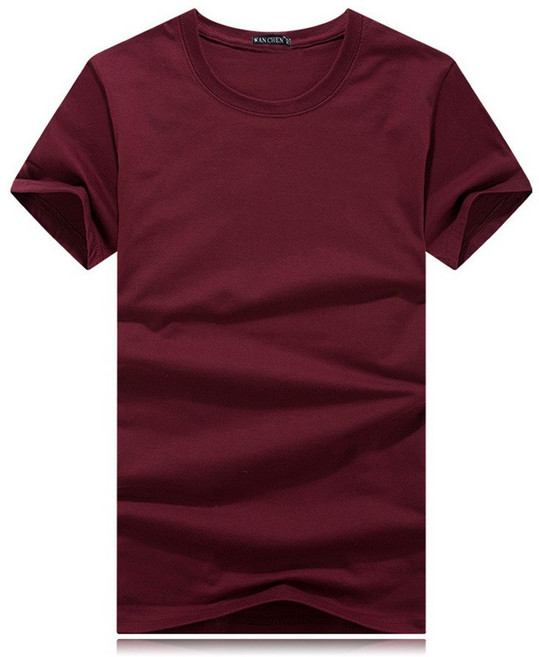 WAN CHEN 男女短袖素T 舒適百搭基本款, 酒紅