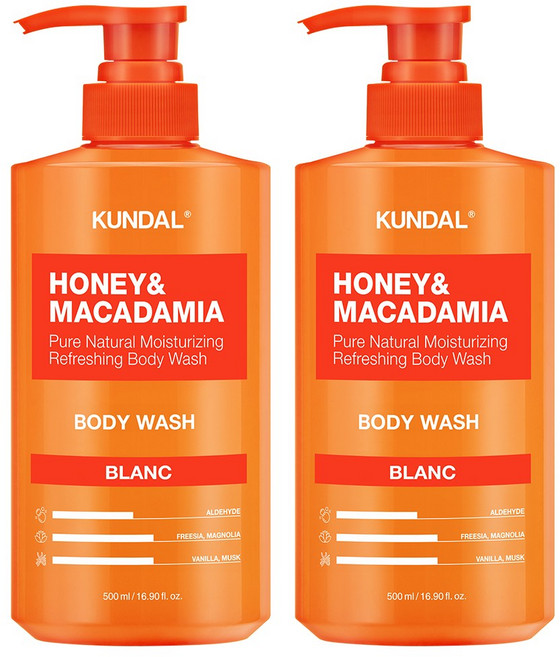 쿤달 퓨어 바디워시 바디클렌저 블랑향, 500ml, 2개