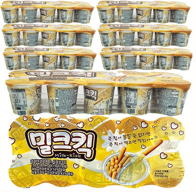 밀크킥 찍어먹는 과자 한정행사 80개(15gx80개) 어린이집 유치원 학교 교회 간식 선물, 80개, 15g