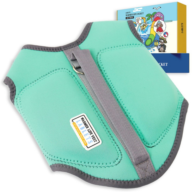 랩릿 강아지 구명조끼 XS-L 수영복 래쉬가드 소형견 중형견 대형견, 민트, 1개